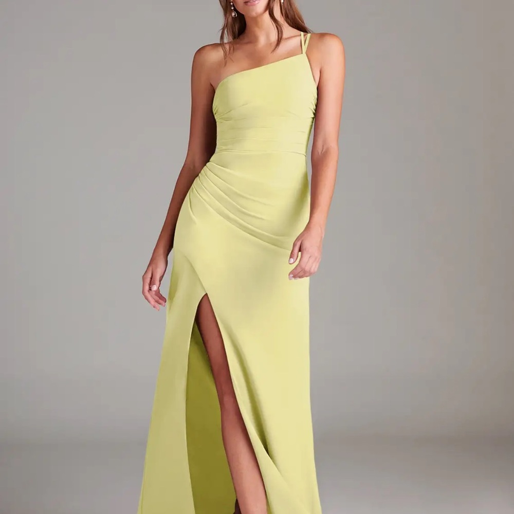 Azazie Eren Lemon Sorbet Satin Dress